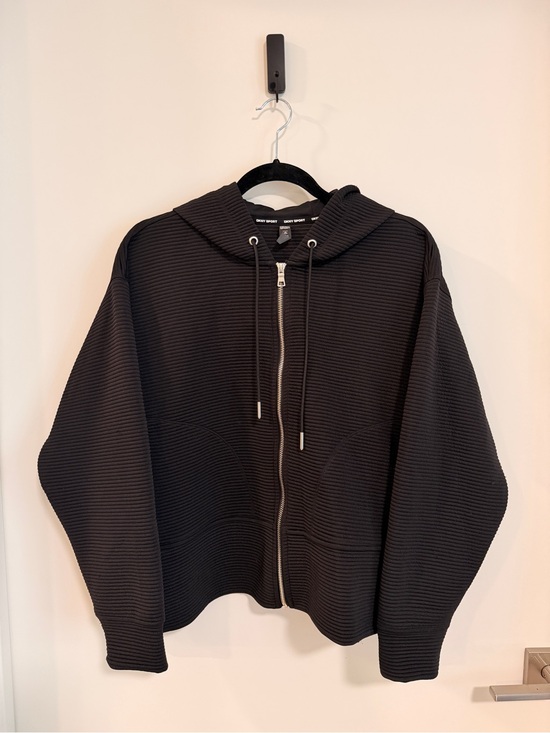 Dkny Jackets & Blazers - Dkny Black Ribbed Zip-Up Hoodie Jacket